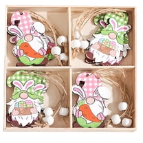 Easter Wooden Gnome Hanging Ornaments Spring Slices Decorations With Rope For Easter Valentine's Day, 2 Different Styles, Sturdy Lightweight Wood With Polished Smooth Surface,