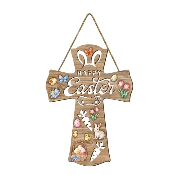 Easter Wooden Hanging Decoration – Carrot & Egg Plaque for Doors, Walls, or Easter Home Decor – Rustic Farmhouse Style