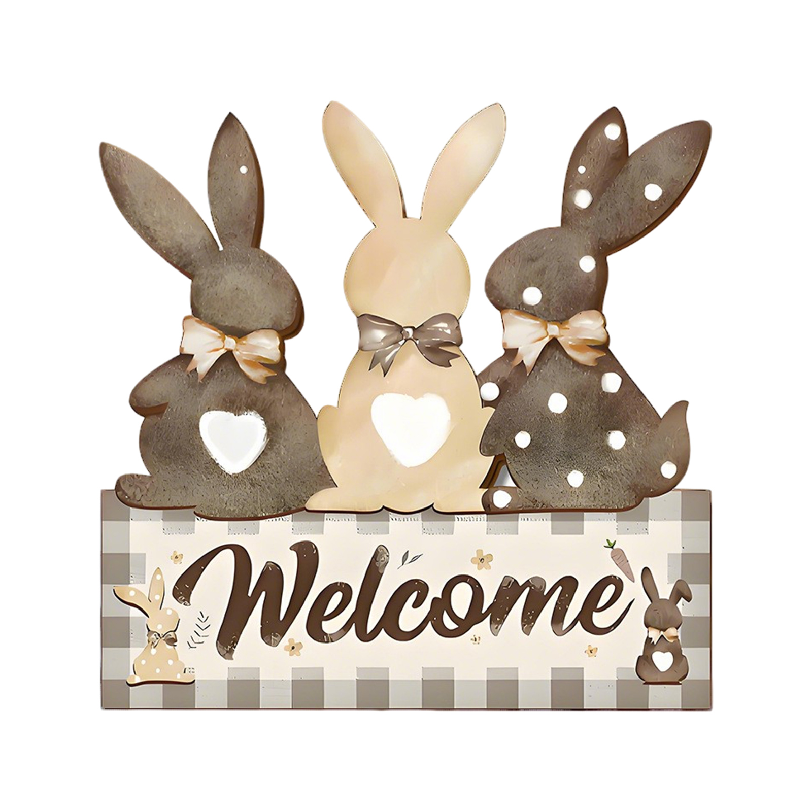 Easter Wooden Hanging Sign, Cute Wooden Bunny Happy Easter Wreath Door ...