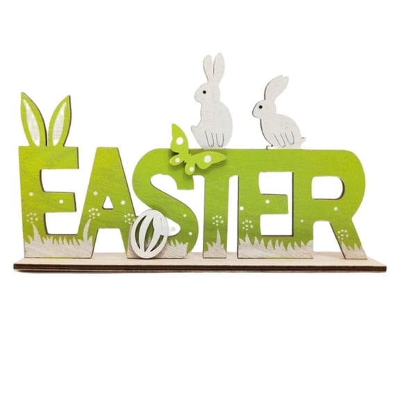 Easter Wooden Home Decor Sign with Merry Easter Design for Tabletop and Tray Display Versatile Holiday Decoration Beige