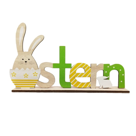 Easter Wooden Home Decor Sign with Merry Easter Design for Tabletop and Tray Display Versatile Holiday Decoration Beige