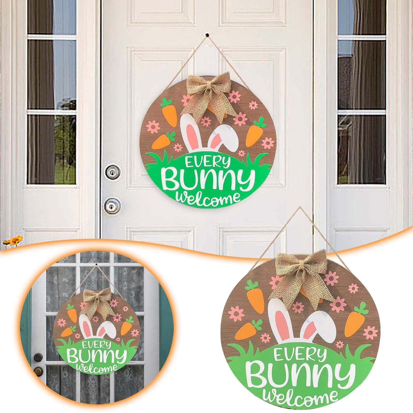 Easter Wooden House Sign Happy Bunny House Sign Rustic Easter Wood ...