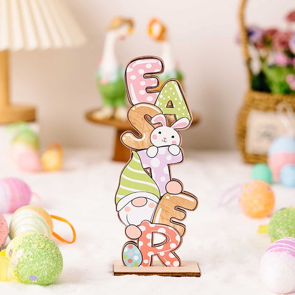 Easter Wooden Letter Decor, Vertical Easter Alphabet Ornament With "Easter" Engraving, For Easter Tabletop Decoration, Home Office Party Decor Gift For Easter Celebration