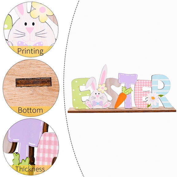 Easter Wooden Letter Ornament, Colored Gnome & Egg Wood Plaque, Festive Wood Decor for Easter Home Tabletop, Shelf & Holiday Display(Pink)