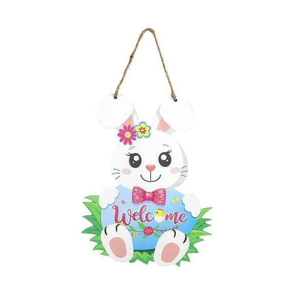 Easter Wooden Ornaments Happy Easter Egg Bunny and Chick Wood Hanging Cutout Ornament for Spring Garden Rustic Wooden Slice Decor Party Home Classroom Decor