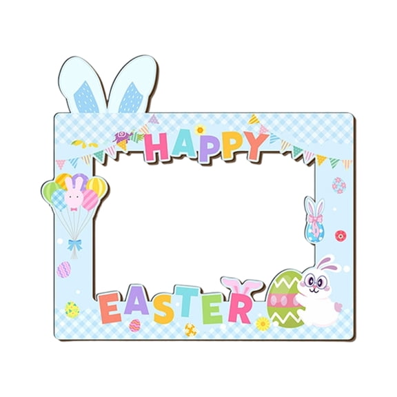 Easter Wooden Photo Frame, Creative Desktop Picture Frame with Bunny Chick Egg Designs, Festive Holiday Party Decoration & Home Ornament for Kids Family Gifts