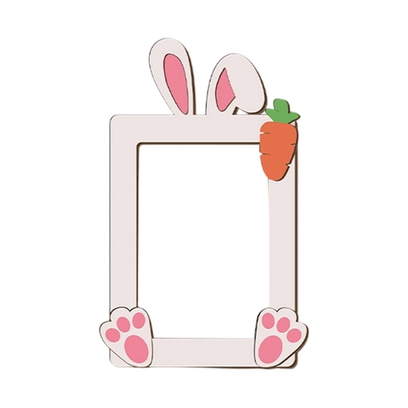 Easter Wooden Photo Frame - Decorative Easter Bunny & Egg Printed Design, 8X10 Inch Natural Wood Photo Frame With Sturdy Hanging Hook & Tabletop Stand - For Easter Holiday Decor,