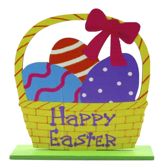 Easter Wooden Rabbit Chick Egg Plaque Desktop Craft Decor, Home Office Dining Table Ornament, Jm002641