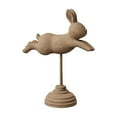thumbnail image 1 of Easter Wooden Rabbit Figurine 1Pc Handcrafted Wooden Craft With Jumping Pose Stable Base, Home Decor 's Room Creative Desktop Accent, Window Display & Photography Prop, 1 of 6