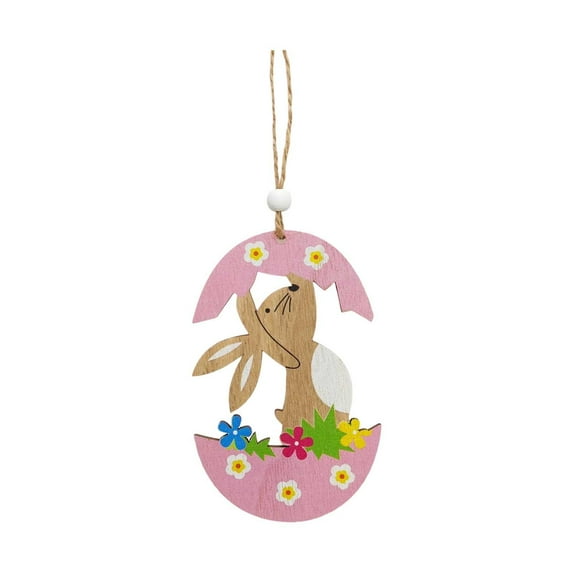 Easter Wooden Rabbit Heart Charm Festive Hanging Ornament for Home Spring Holiday Easter Decoration