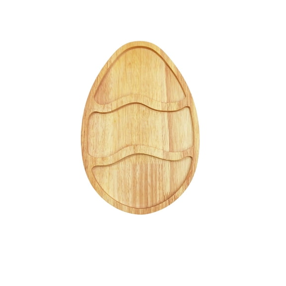 Easter Wooden Serving Tray Egg Shaped Wood Plates Rural Decorative Snack Dessert Platter for Spring Holiday Table Kitchen Home