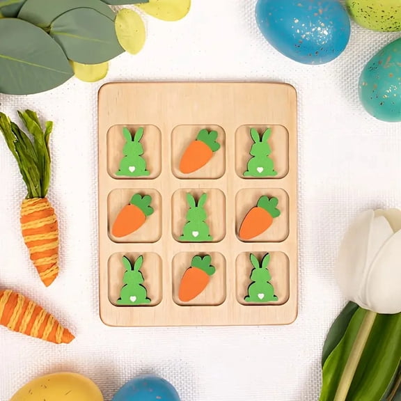 Easter Wooden Tic Tac Toe, Personalized Gift for Easter Basket Stuffers, Classroom Easter Events