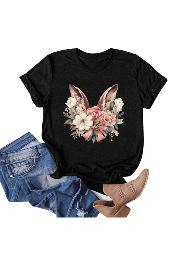 Easter Workout Tops for Women Cactus T Shirt Short Sleeved Raglan Plus Size Blouse,Black,XL