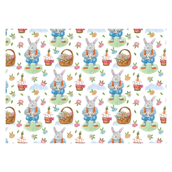 Easter Wrapping Paper Bunny Eggs Spring Holiday Gift Wrap Sheets, Easter Wrapping Paper with Hand-Painted Egg & Bunny Design, Foldable Sheets for Holiday Gift Baskets Boxes (20X28 Inch), C