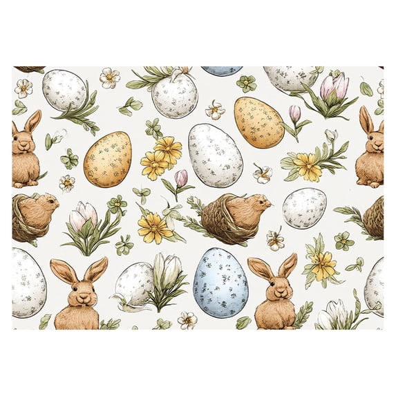 Easter Wrapping Paper Bunny Eggs Spring Holiday Gift Wrap Sheets, Easter Wrapping Paper with Hand-Painted Egg & Bunny Design, Foldable Sheets for Holiday Gift Baskets Boxes (20X28 Inch), D