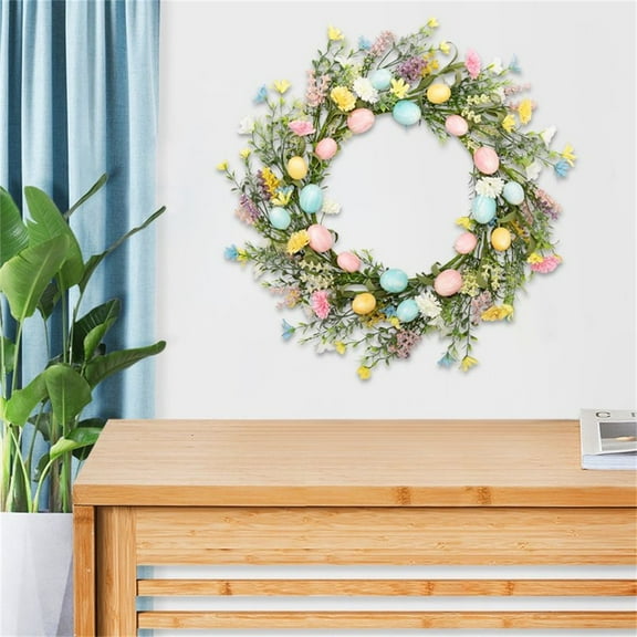 Easter Wreath 20'' Artificial Berry Wreath With Easter Eggs For Front Door Window Wall Decor Spring And Easter Celebration