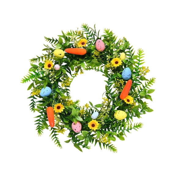 Easter Wreath, 3D Green Plants Egg Door Hanging Decoration, Half-Face Tree Vine Wall Art for Staircase, Porch, Living Room, 40cm