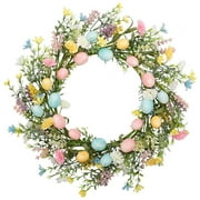 Easter Wreath Artificial Easter Egg Wreath for Front Door Easter Door Wreath Spring Wreath with Pastel Eggs and Mixed Twigs for Easter Decorations