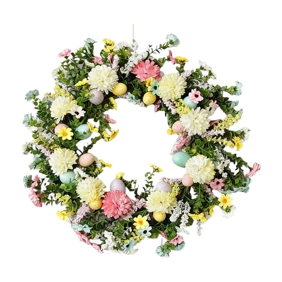 Easter Wreath Easter Wreaths for Front Door with Colorful Eggs Egg Wreath for Porch Window Farmhouse and Party Decoration