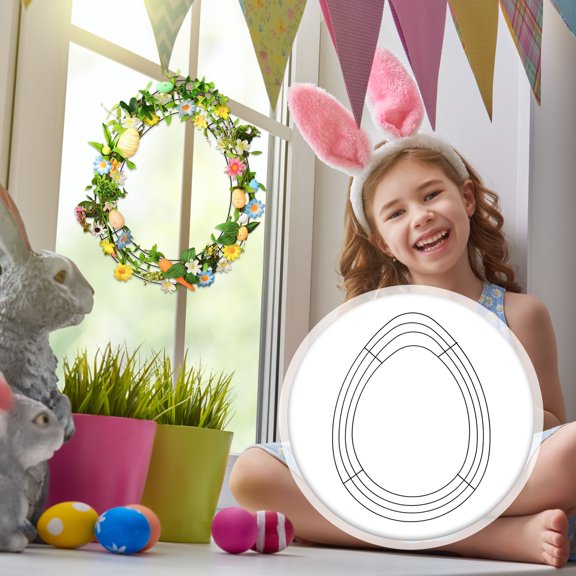 Easter Wreath Frame, Wire Wreath Frame, Egg Wreath Frame, DIY Craft Project Indoor Outdoor Holiday Hanging Decor Wreath (Egg Wreath Frame)