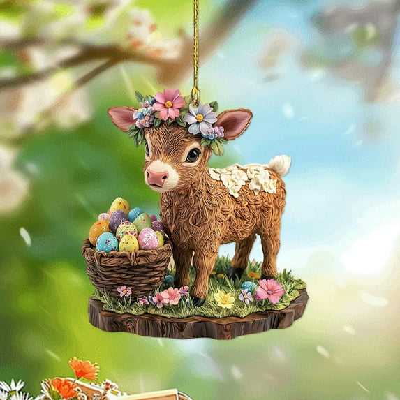 Easter Wreath Keychain, Cute Acrylic Easter Keychain Pendant with Rope for Easter Gifts, Car Mirror, Bag Charm, Spring Decorations