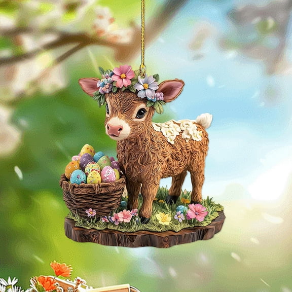 Easter Wreath Keychain, Cute Acrylic Easter Keychain Pendant with Rope for Easter Gifts, Car Mirror, Bag Charm, Spring Decorations