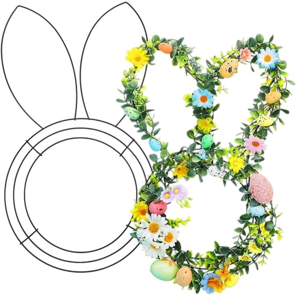 Easter Wreath Metal Frame - 19.7 Inches Egg Rabbit Wreath Frame Metal Garland DIY Craft Wire Form Floral Garden,DIY Craft Project Indoor Outdoor Holiday Hanging Decor