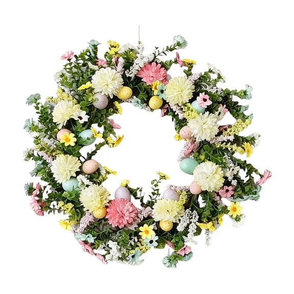 Easter Wreath Spring Decor with Egg Berries and Leaves | Festive Holiday Entrance or Home Accent for Celebrations and Year-Round Use