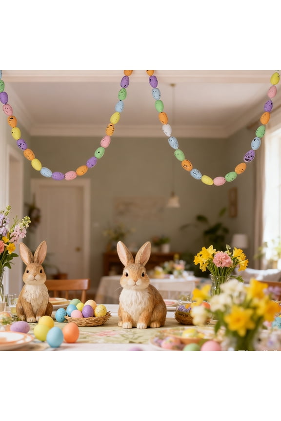 Easter Wreath with Colorful Speckled Eggs 47 Inch Spring Front Door Decor Artificial Greenery Indoor Outdoor Hanging Decoration