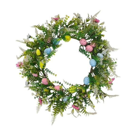 Easter Wreath with Eggs for Front Door Spring Assorted Twigs Flowers Decorations Colorful Indoor Outdoor Home Decor Patio Porch