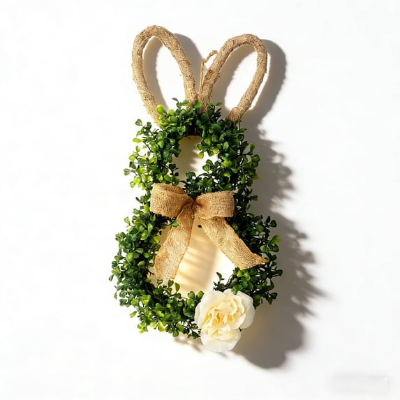 Easter Wreaths 20in Spring Easter Wreaths For Front Door Easter Bunny Rabbit Rattan Wreath White Rose