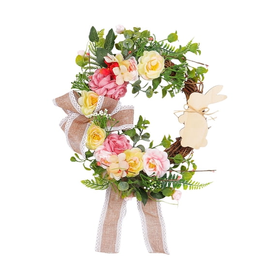 Easter Wreaths For Front Door Easter Floral Wreath Happy Easter Day Easter Door Wreath Bunny Wreaths Decorations Outside Home Egg Easter
