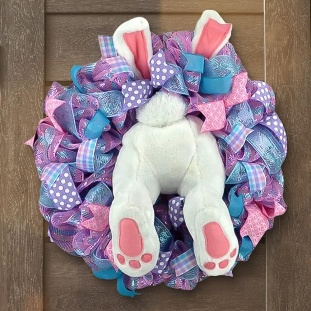 Easter Wreaths for Front Door, 2025 New Easter Bunny Wreaths Bunny ...