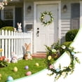 thumbnail image 1 of Easter Wreaths for Front Door Artificial Round Rattan Wreath Half Coverage Spring Floral Wreath with Bunny, Easter Egg and Burlap Bow for Farmhouse Holiday Wall Home Window Decor, D, 1 of 9