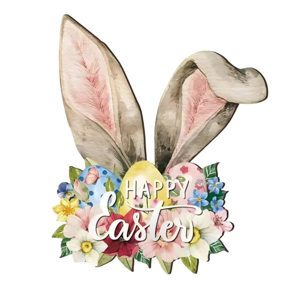 Easter Wreaths for Front Door Bunny Welcome Wood Sign Door Hanger Spring Decorations Easter Hanging Plaque Rabbit Sign Decorations for Home Shop Garden