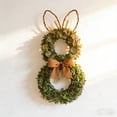 thumbnail image 1 of Easter Wreaths for Front Door 18in Bunny Easter Wreath with Greenery and Burlap Bow Easter Decoration, 1 of 7