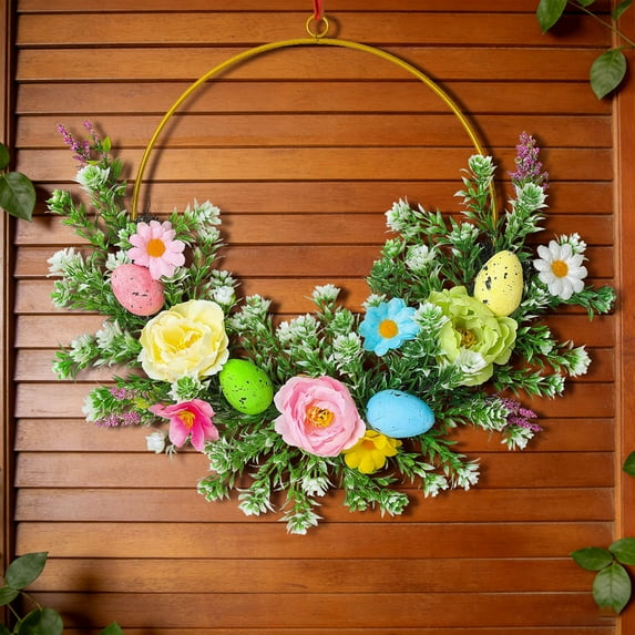 Easter Wreaths for Front Door Outside, Easter Egg Wreaths Patio Decor Home Decor Aesthetic, Fake Wreaths Spring Summer Door Hanger