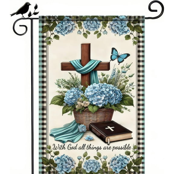 Easter Yard Flag 12x18 Inch Double Sided Outside Happy Easter He Is Risen Flag Easter Cross Yard Outdoor Decoration Seasonal Spring Farmhouse Holiday Garden Flag Welcome Easter Flag