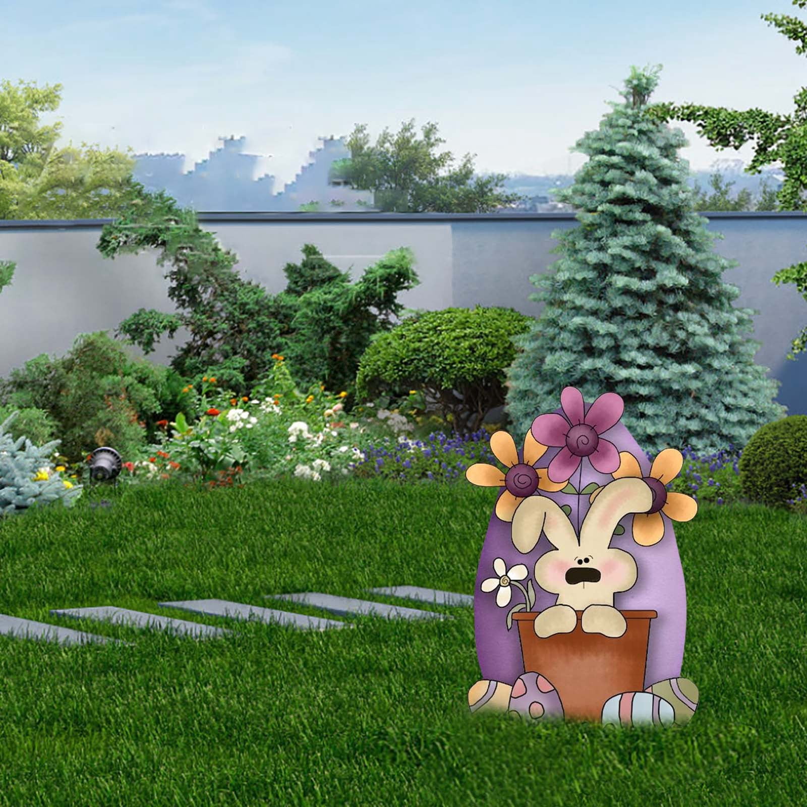 Easter Yard Sign Decorating Outdoor Easter Bunny Egg Sign With On