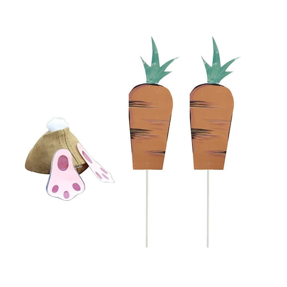 Easter Yard Signs Decor Set with Stakes, Rabbit and Carrot Lawn Ornaments, Outdoor Party Decor for Garden Yard Lawn Spring Party Supplies and Home Decoration