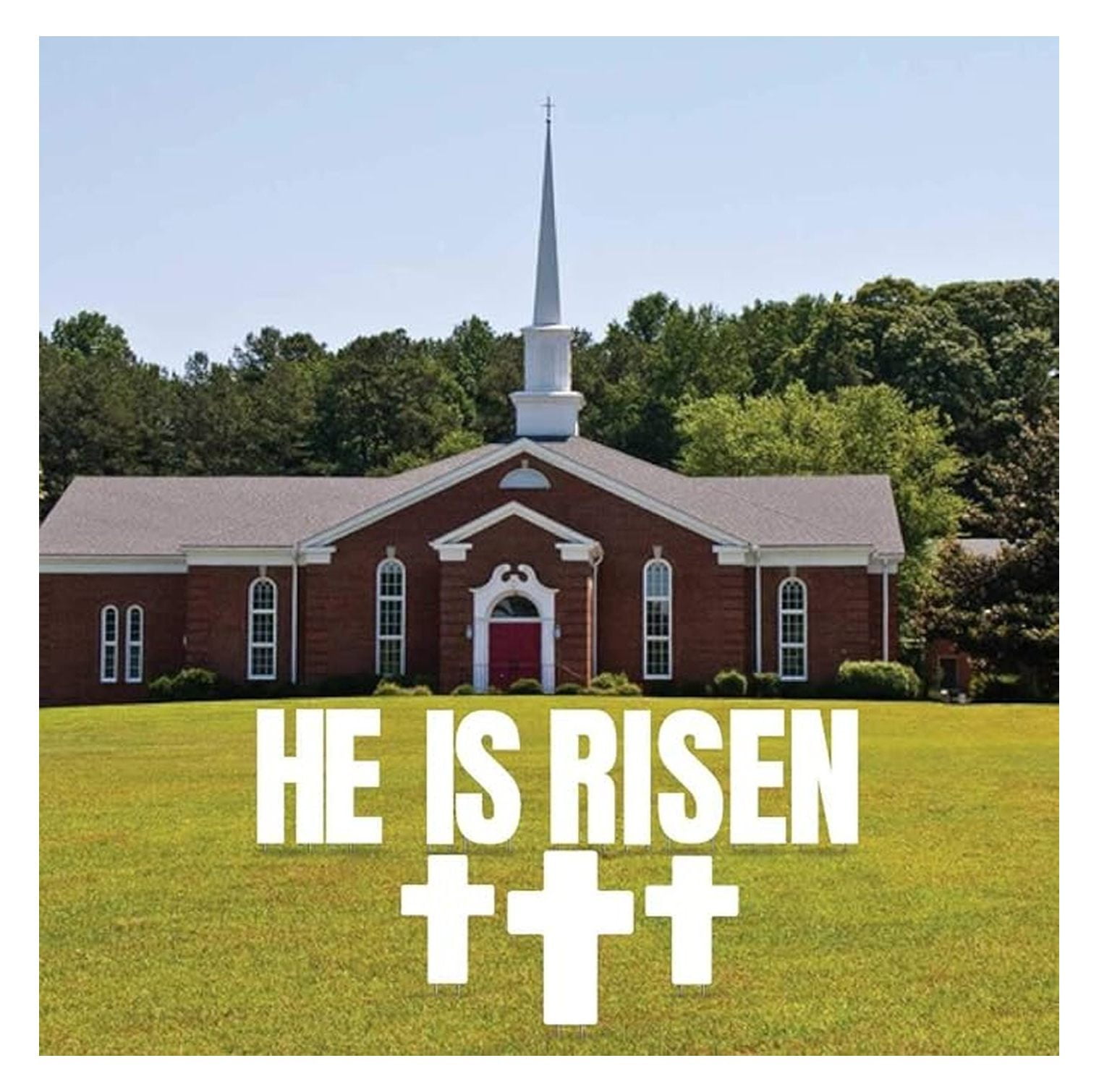 Easter Yard Signs - He is Risen Outdoor Lawn Decorations, 24 Inch Religious Easter Display with Stakes, Spring Holiday Garden Decor