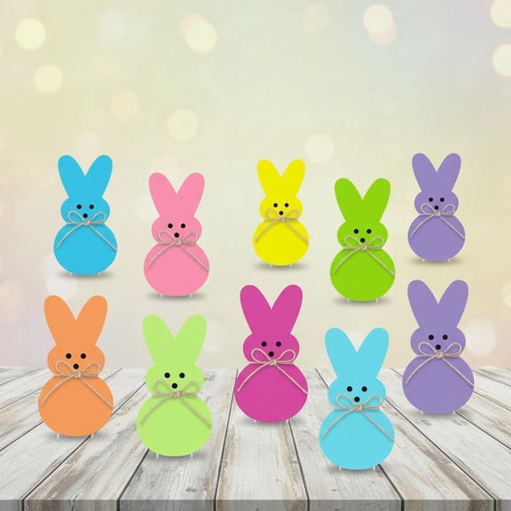 Easter Yard Signs Outdoor Bunny Lawn Signs Rabbit Garden Signs with Stakes Colorful Rabbits Peeps Yard Decoration for Spring Props Home Party Supplies
