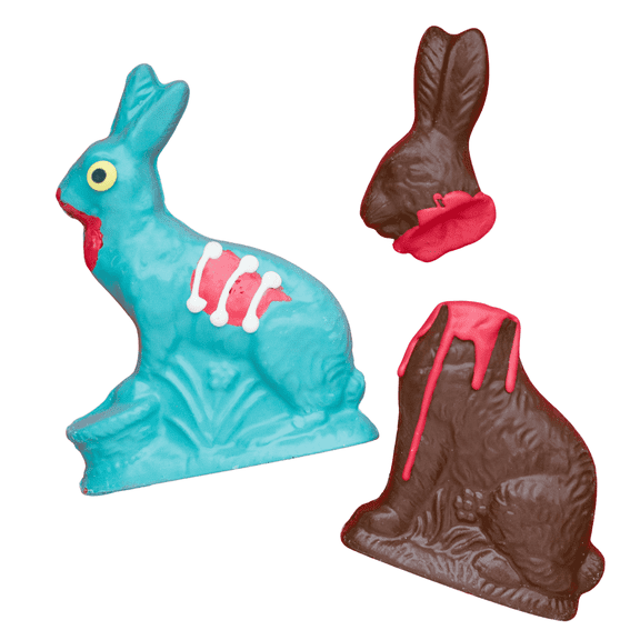 Sugar Plum Chocolates Easter Zombie and Victim Chocolate Bunnies Bunny Rabbit Bars Milk Chocolates 2 Count One Size