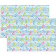 thumbnail image 1 of Easter and Bunnies Blue Stripe Pattern Summer Placemats Set Of 4, 12x18 Inch Linen Kitchen Mats, Non-Slip Heat Resistant Washable, 1 of 5