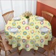thumbnail image 1 of Easter and Chicks Yellow Pattern Round Tablecloth 60", Wrinkle-Resistant Wipeable Cover for Kitchen, Dining, Picnic & Patio, 1 of 6