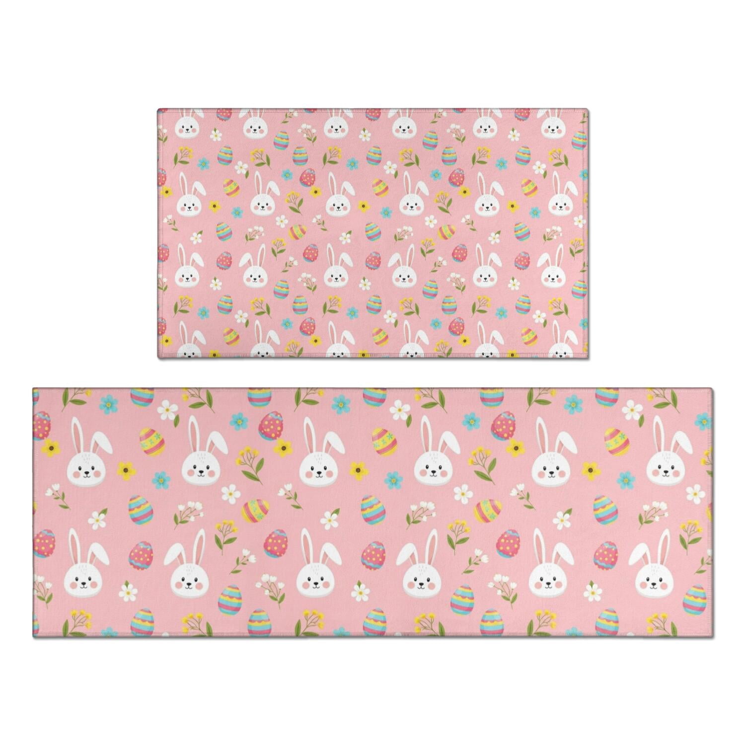 Pink Easter Rug Easter and Easter Eggs Light Pink Pattern Kitchen Rugs Set Of 2 (L ...