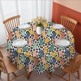 thumbnail image 1 of Easter and Leopard White Pattern Round Tablecloth 60", Wrinkle-Resistant Wipeable Cover for Kitchen, Dining, Picnic & Patio, 1 of 6