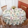 thumbnail image 1 of Easter and Pink Bows Cream Pattern Round Tablecloth 60", Wrinkle-Resistant Wipeable Cover for Kitchen, Dining, Picnic & Patio, 1 of 6