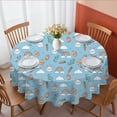 thumbnail image 1 of Easter and Rainbows Blue Pattern Round Tablecloth 60", Wrinkle-Resistant Wipeable Cover for Kitchen, Dining, Picnic & Patio, 1 of 6