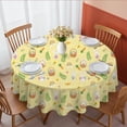thumbnail image 1 of Easter and Rainbows Yellow Pattern Round Tablecloth 60", Wrinkle-Resistant Wipeable Cover for Kitchen, Dining, Picnic & Patio, 1 of 6